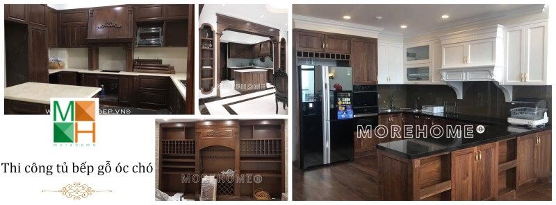 Sản xuất và thi công các tủ bếp gỗ óc chó có chất lượng cao, cung cấp chế độ bảo hành hoàn hảo và giá thành hợp lý, phù hợp với nhiều mức đầu tư.