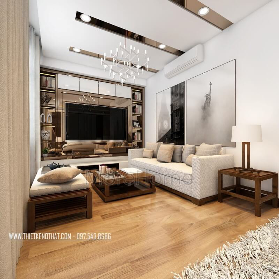 10 mẫu thiết kế nội thất phòng khách gỗ nhà phố đẹp nhất năm 2020